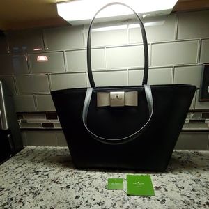 Large Kate spade leather structured tote black